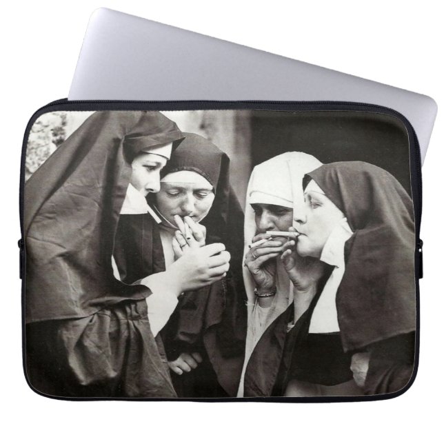 Nuns Smoking Vintage Photography Laptop Sleeve (Front)