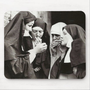 Nuns Smoking Vintage Photography Mouse Mat