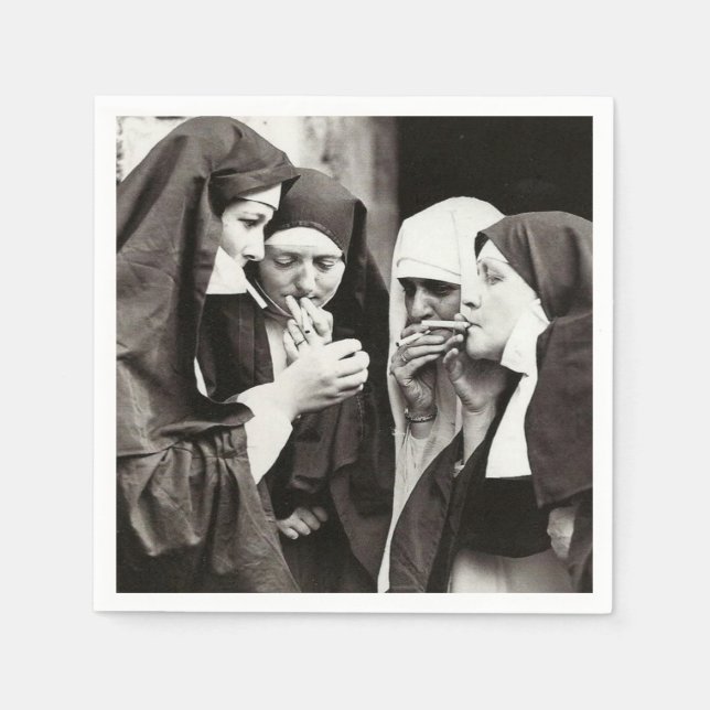 Nuns Smoking Vintage Photography  Napkin (Front)