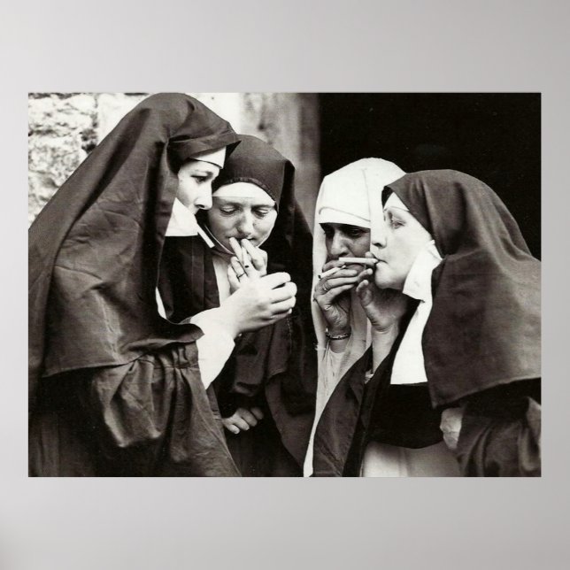 Nuns Smoking Vintage Photography XLarge Poster (Front)