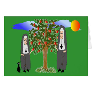 Nuns Stealing Apples Cards & Gifts