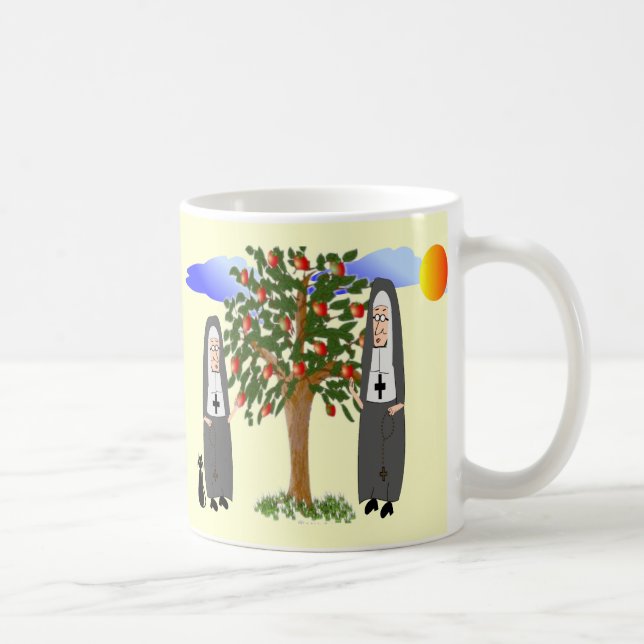 Nuns Stealing Apples Cards & Gifts Coffee Mug (Right)