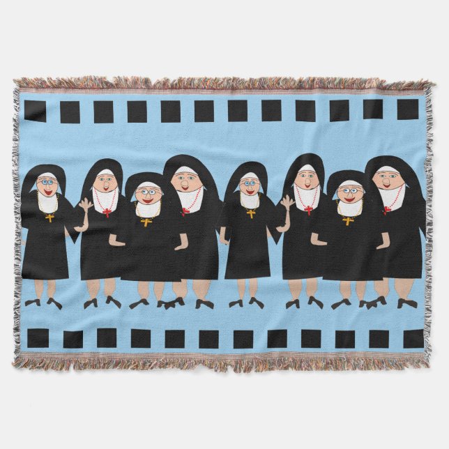 Nuns Wearing Black Habits Throw Blanket (Front)
