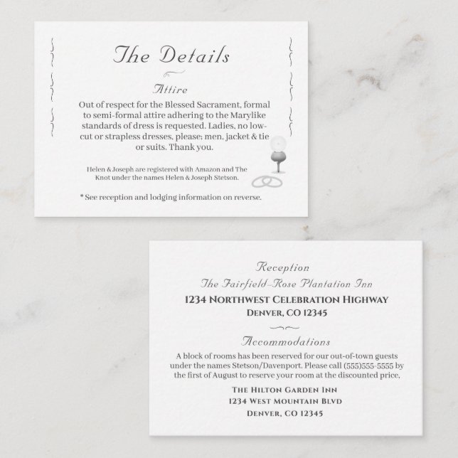 Nuptial Grace Catholic Wedding  Enclosure Card (Front/Back)
