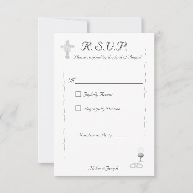 Nuptial Grace Catholic Wedding Response Card (Front)