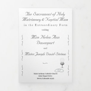 Nuptial Grace Catholic Wedding Tri-Fold Programme