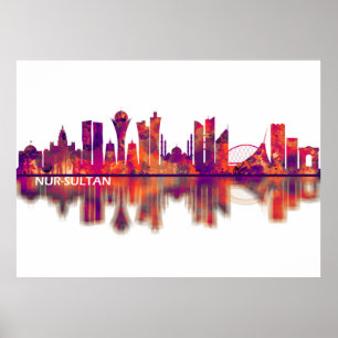 Nur-Sultan Kazakhstan Skyline Poster