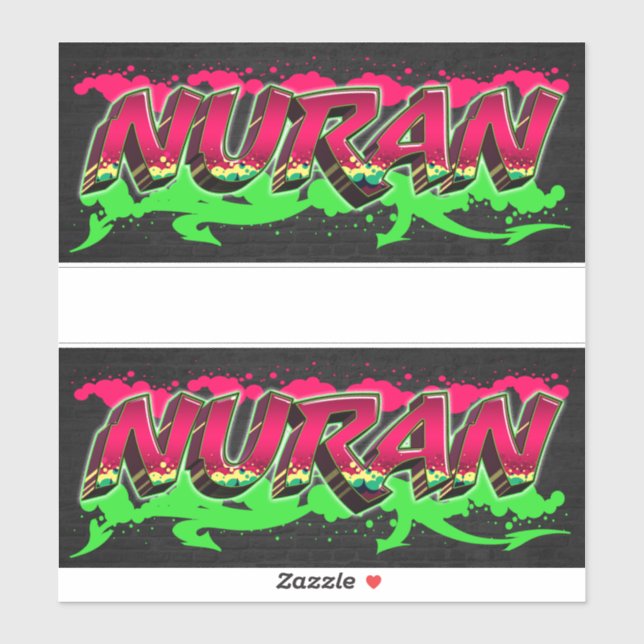 Nuran First Name Graffiti Sticker (Sheet)