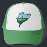 Nurburgring Nordschleife race track, Germany Trucker Hat<br><div class="desc">The Nurburgring, or the Green Hell as it is also known, is the toughest race track on earth. In the classic era of motorsport it was in the same league as the Targa Florio and Carrera Panamericana. Your lap time around the Nordschleife gives you a certain status among racing drivers....</div>
