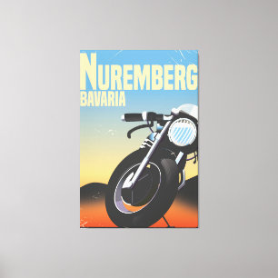Nuremberg, Bavaria Motorcycle vintage travel poste Canvas Print