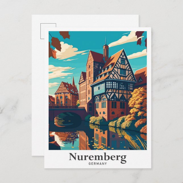Nuremberg Germany Art Travel Potrait Illustration Postcard (Front/Back)