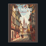 Nuremberg Germany Travel Art Vintage Postcard<br><div class="desc">Nuremberg retro vector travel design. Impressive,  exciting,  colourful,  mighty and tragic: Nuremberg has reflected German history since the Middle Ages.</div>