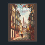 Nuremberg Germany Travel Art Vintage Postcard<br><div class="desc">Nuremberg retro vector travel design. Impressive,  exciting,  colourful,  mighty and tragic: Nuremberg has reflected German history since the Middle Ages.</div>