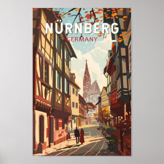 Nuremberg Germany Travel Art Vintage Poster