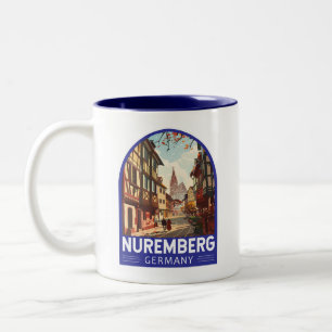 Nuremberg Germany Travel Art Vintage Two-Tone Coffee Mug