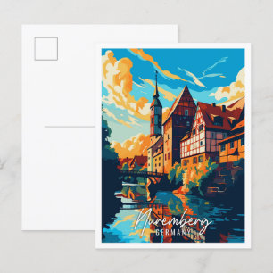 Nuremberg Germany vintage travel illustration Postcard