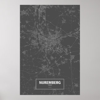 Nuremberg, Germany (white on black) Poster