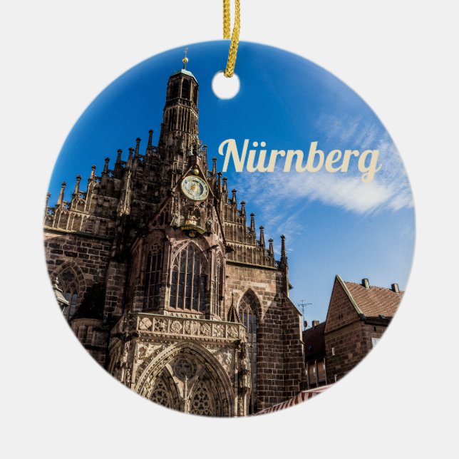 Nuremberg Hauptmarkt Nürnberg Bavaria Germany Ceramic Tree Decoration (Front)