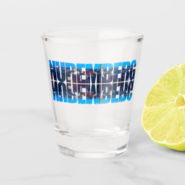 Nuremberg text composed of night old town view shot glass (Front)