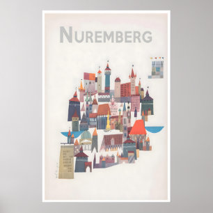Nuremberg Travel Poster Germany Art Bavaria Print