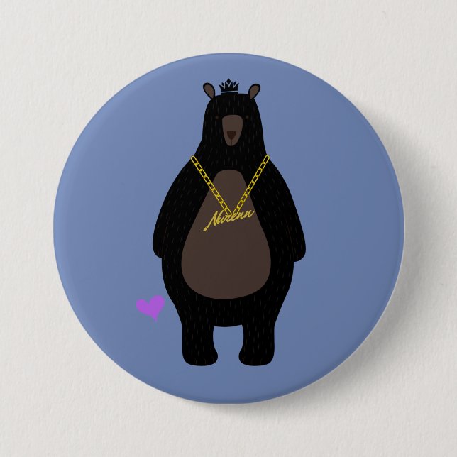NurenN Black Bear Blue 7.5 Cm Round Badge (Front)