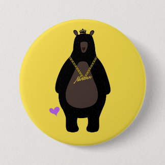 NurenN Black Bear Yellow 7.5 Cm Round Badge
