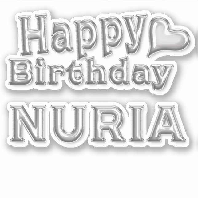 Nuria Happy Birthday silver Sticker (Front)