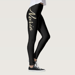 Nuria white gold Handwriting trousers Leggings