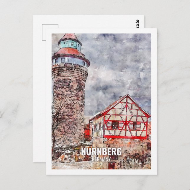 Nurnberg Germany Famous Travel Place Watercolor Postcard (Front/Back)