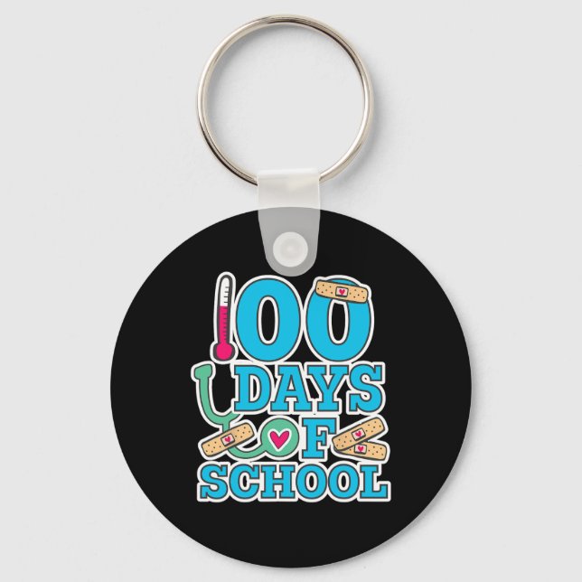 Nurse 100 Days Of School  Key Ring (Front)