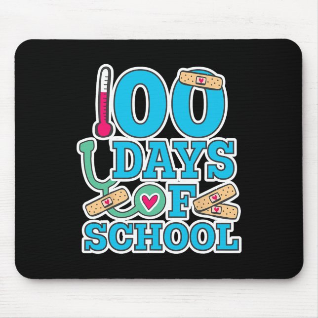Nurse 100 Days Of School  Mouse Mat (Front)