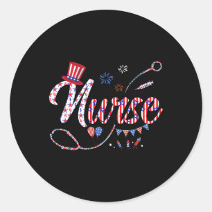 Nurse 4th Of July American Flag Independence Day Classic Round Sticker