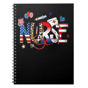 Nurse 4th Of July American Flag Stethoscope Regist Notebook