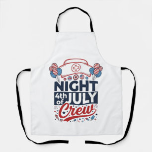 Nurse 4th of July Night Crew Patriotic Shirt Desig Apron