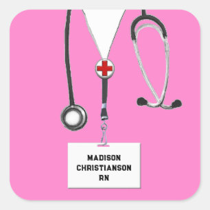 Nurse Add Name Square Sticker