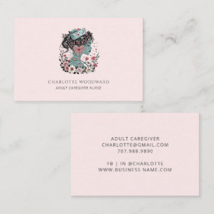 Nurse Adult Caregiver Blush Pink Business Card