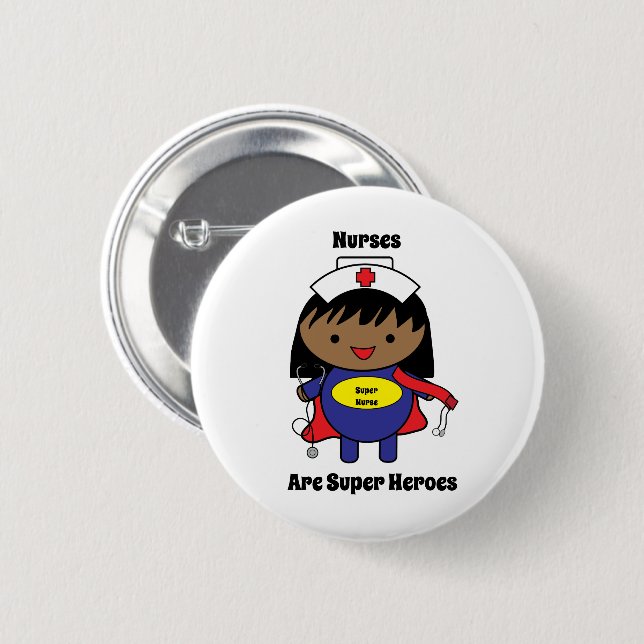 Nurse African American Super Hero Personalise 6 Cm Round Badge (Front & Back)