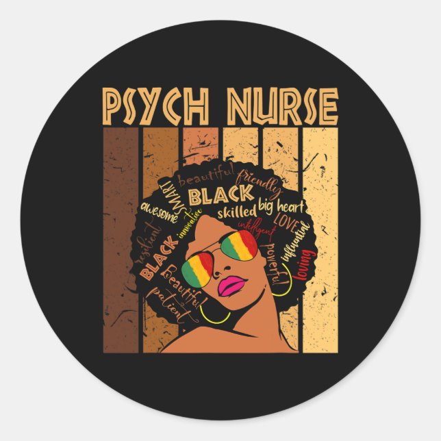 Nurse Afro African American Women Black History Mo Classic Round Sticker (Front)