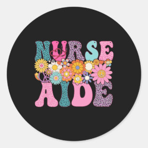 Nurse Aide Week Groovy Leopard Appreciation Day Fo Classic Round Sticker