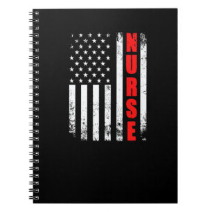 Nurse American Flag Patriotic Usa Stethoscope Job  Notebook