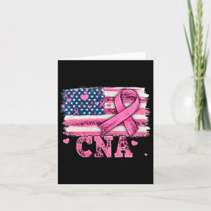 Nurse American Flag Pink Ribbon Breast Cancer Awar Card
