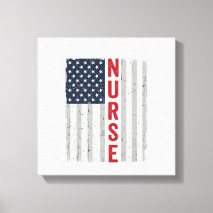 Nurse American Flag Vintage Engraving Shirt Design Canvas Print