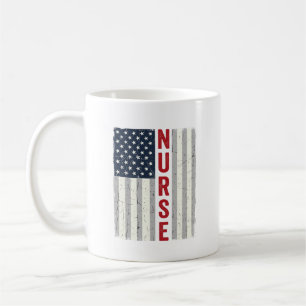 Nurse American Flag Vintage Engraving Shirt Design Coffee Mug