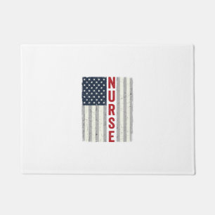 Nurse American Flag Vintage Engraving Shirt Design Doormat