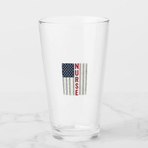 Nurse American Flag Vintage Engraving Shirt Design Glass