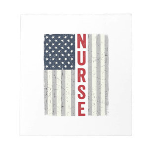 Nurse American Flag Vintage Engraving Shirt Design Notepad