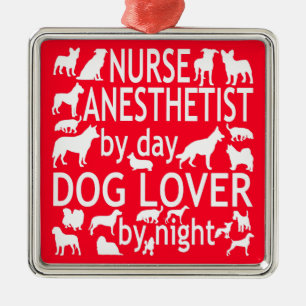 Nurse Anaesthetist Loves Dogs Metal Tree Decoration