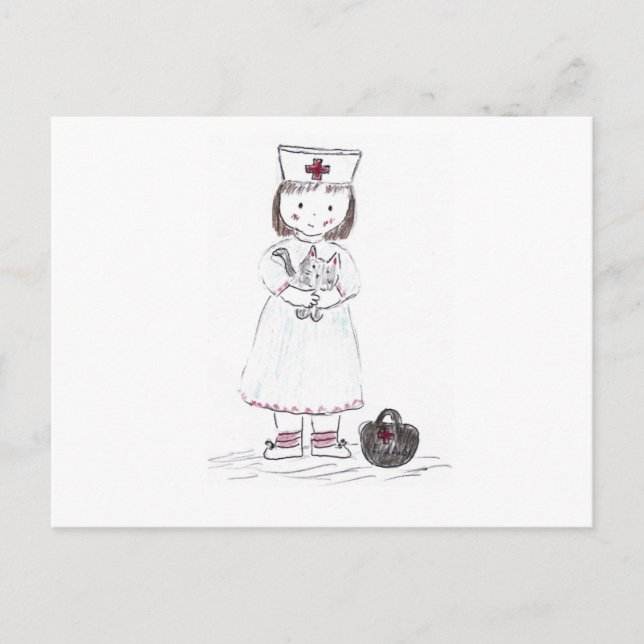 Nurse and Kitten Postcard (Front)