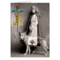 NURSE AND RESCUE DOG /Gold Caduceus RN Emblem