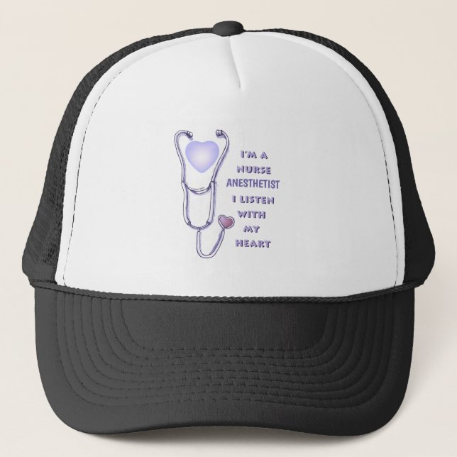 Nurse Anesthetist Stethoscope Trucker Hat (Front)
